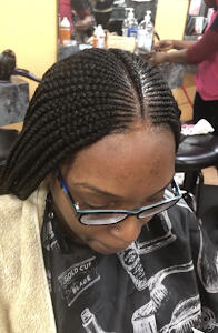 Very Neat Braids on Glasses Customer face down